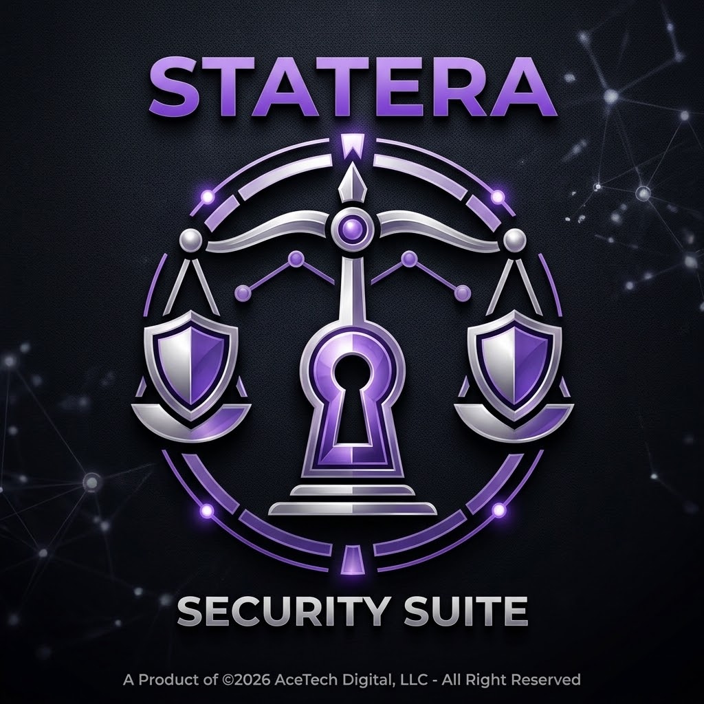 Statera Security Suite official purple and silver security emblem